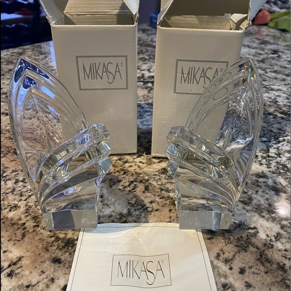 Mikasa lead crystal candle holders- set of 2 - Picture 1 of 4